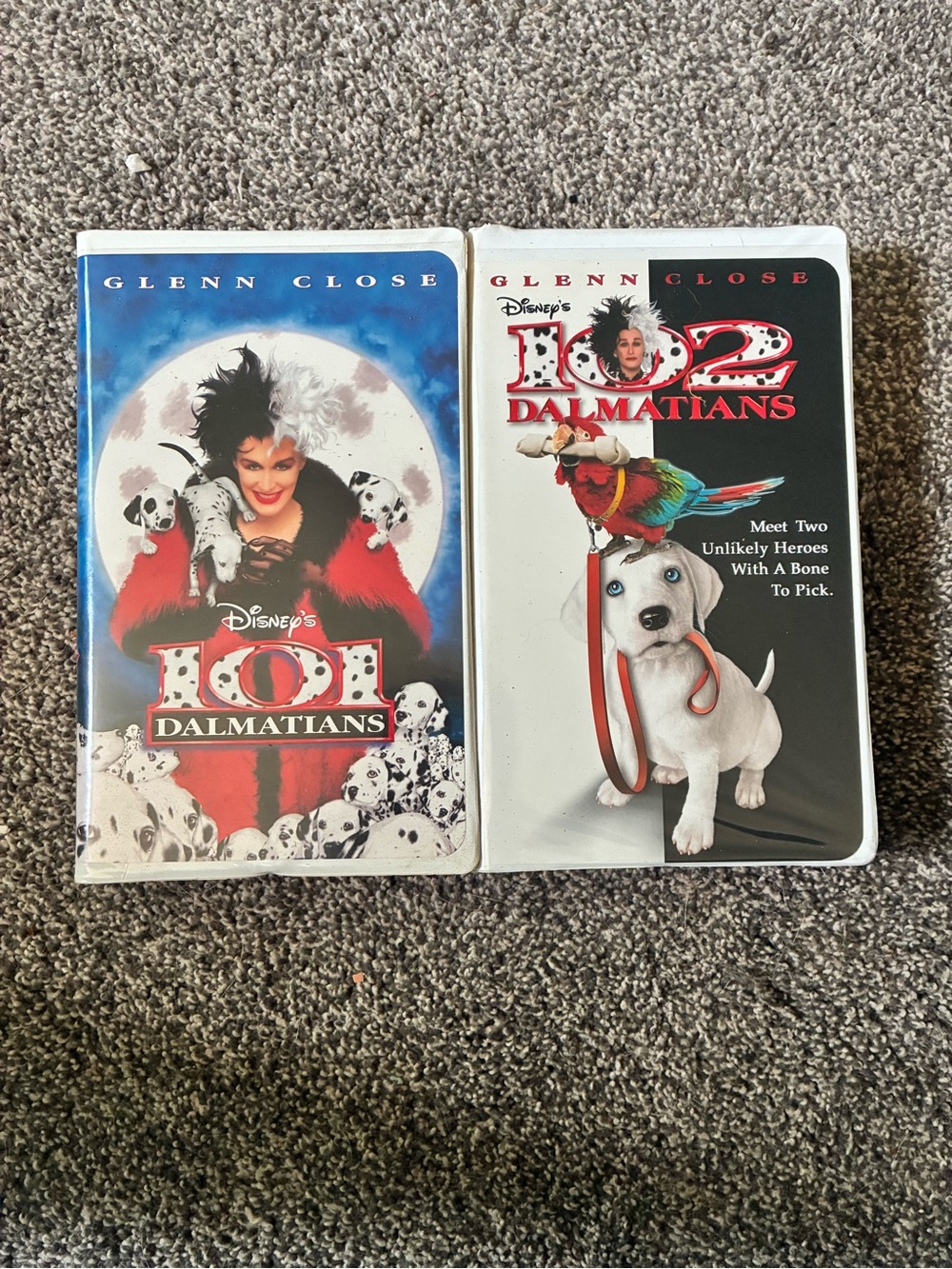 Disney 101 & 102 Dalmatians VHS Duo - White, Black & Red Covers